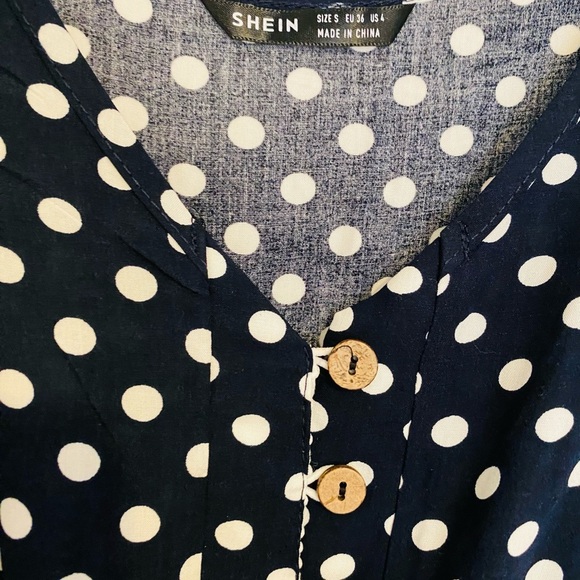 Navy Polka Dot Dress - Picture 6 of 7